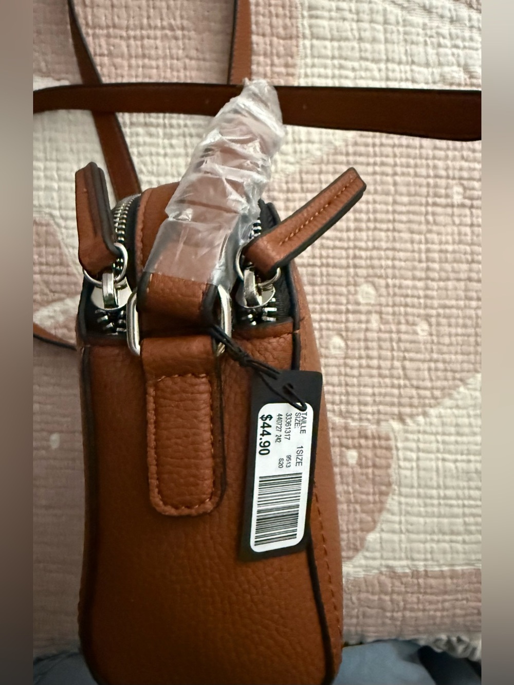 NWT RUSTY-BROWN DOUBLE-ZIPPERED CROSS-BODY PURSE - Picture 4 of 14